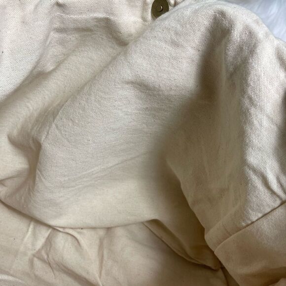 Evelyn K Hobo beige cotton extra large tote with brown and gold stitchin… - Picture 5 of 12